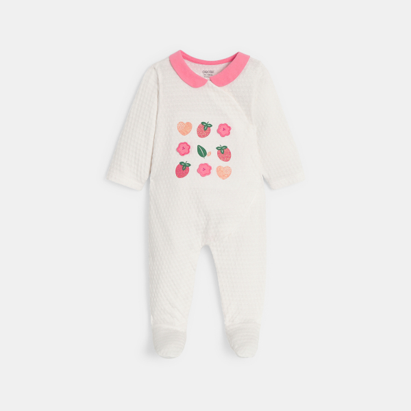 بذلة نوم من الجيرسي الفاخر برسمة قلوب باللون الأبيض للفتيات الصغيرات